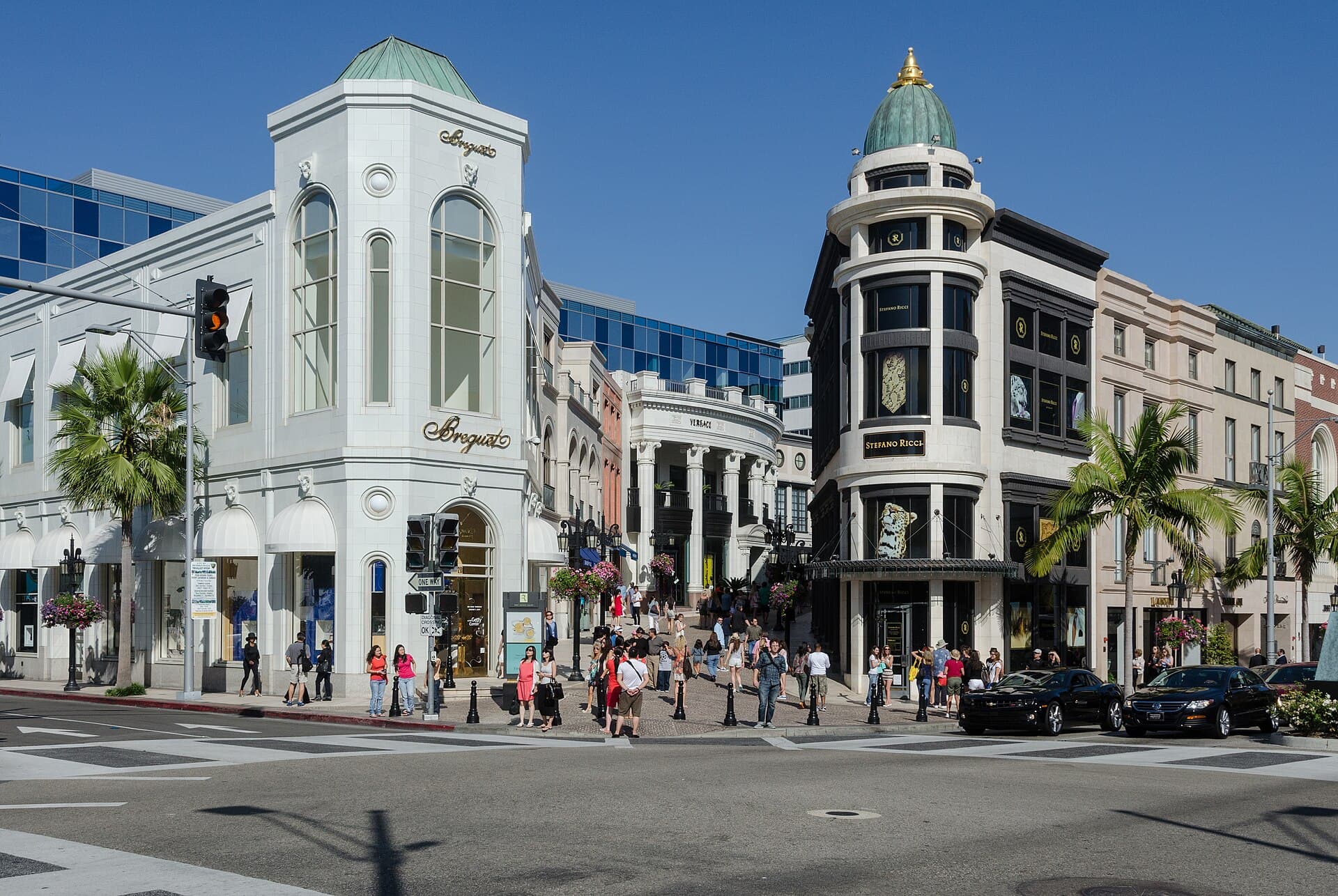 Luxury storefronts along North Rodeo Drive in Beverly Hills