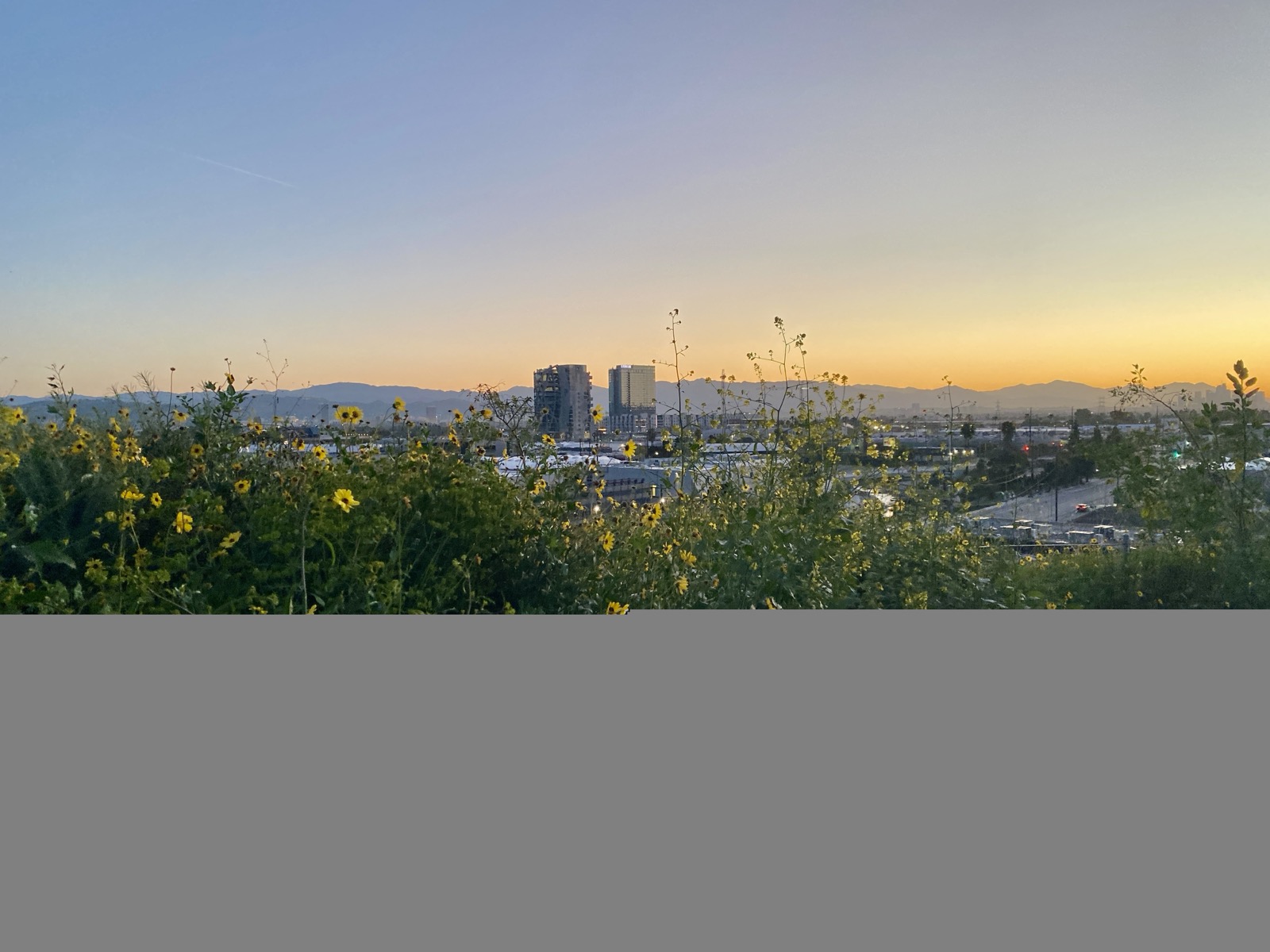Hillside trail and view at Baldwin Hills Scenic Overlook State Park above Culver City