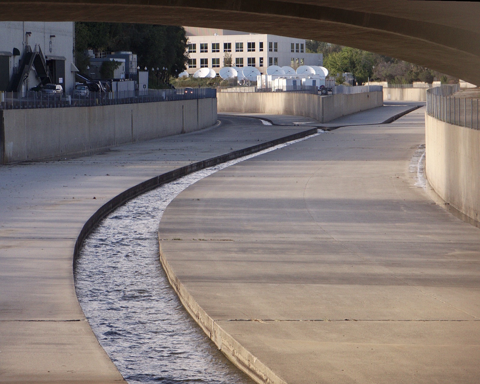 The Los Angeles River receiving the Tujunga Wash near Colfax Avenue in Studio City